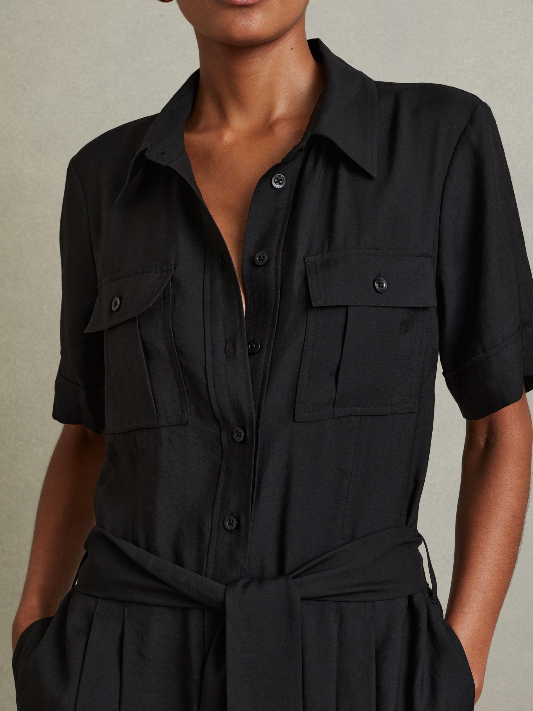 Joanie Black Belted Utility Wide Leg Jumpsuit Product Image