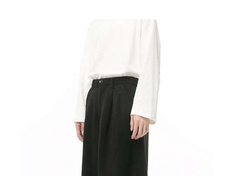 High Waist Plain Wide Leg Pants Product Image