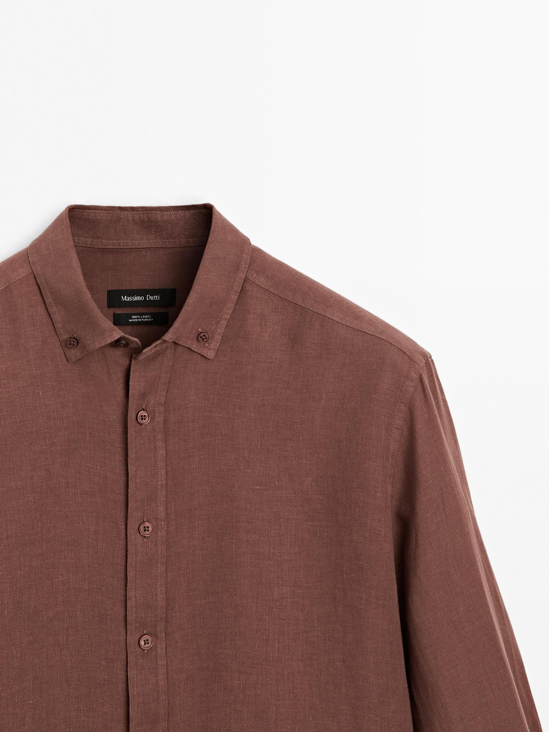 100% linen regular fit shirt Product Image