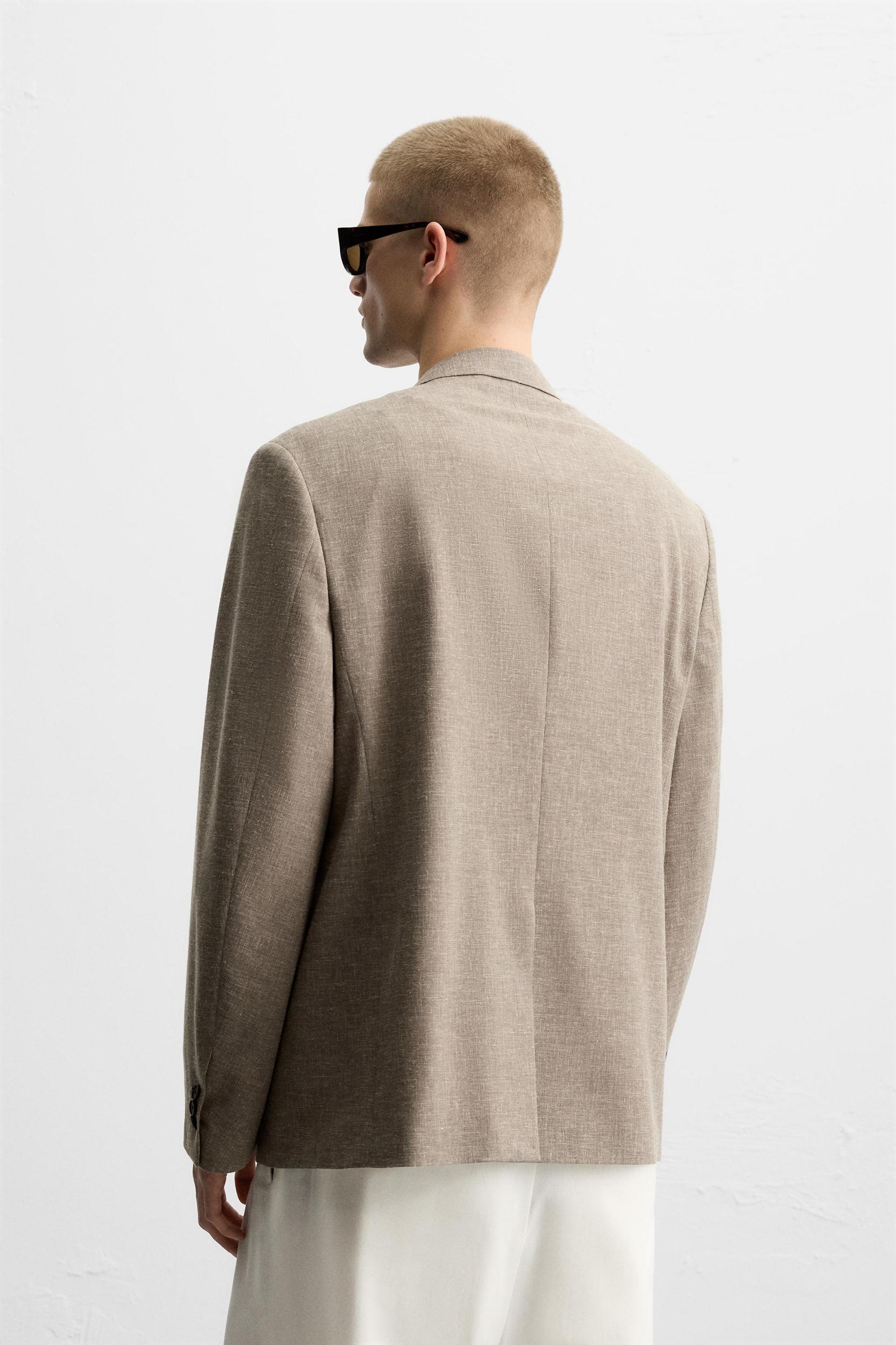 DOUBLE BREASTED TEXTURED WEAVE JACKET Product Image