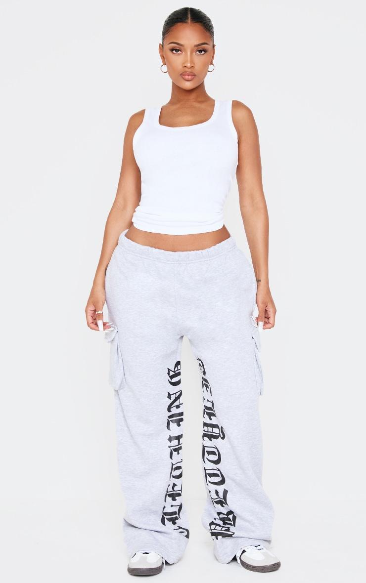 PRETTYLITTLETHING Shape Grey Marl Pocket Inside Leg Detail Sweatpants Product Image