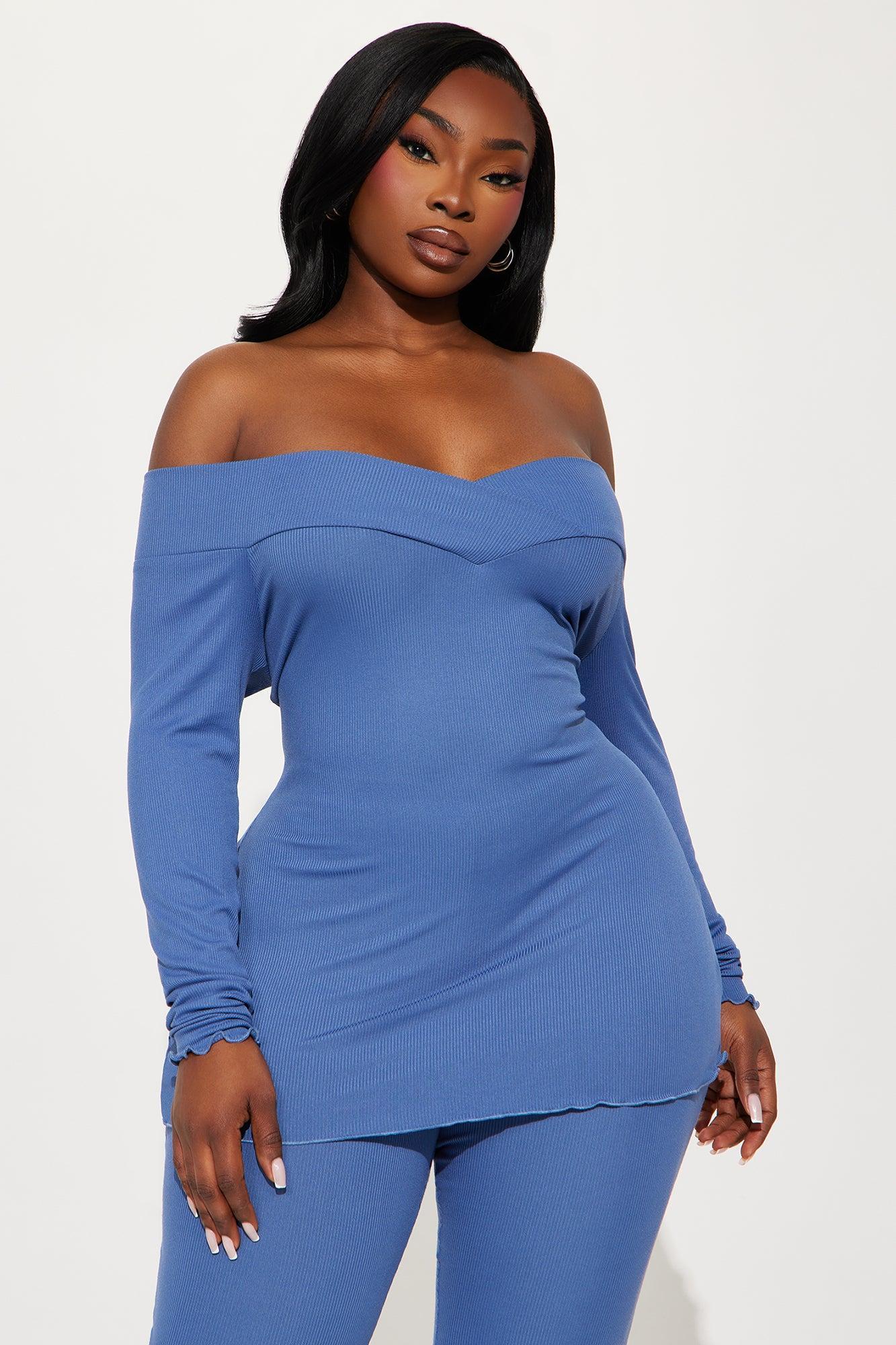 Stassi Off Shoulder Pant Set - Denim Product Image