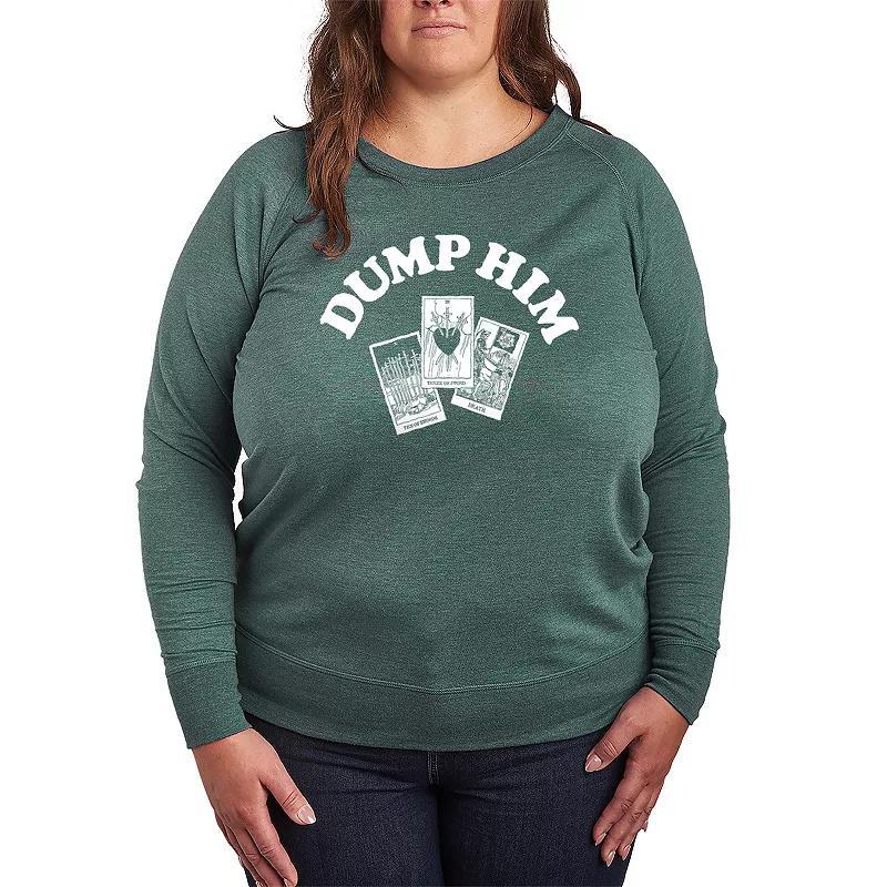 Plus Size Dump Him Tarot French Terry Long Sleeve Tee, Women's, Size: 1XL, Grey Green Product Image