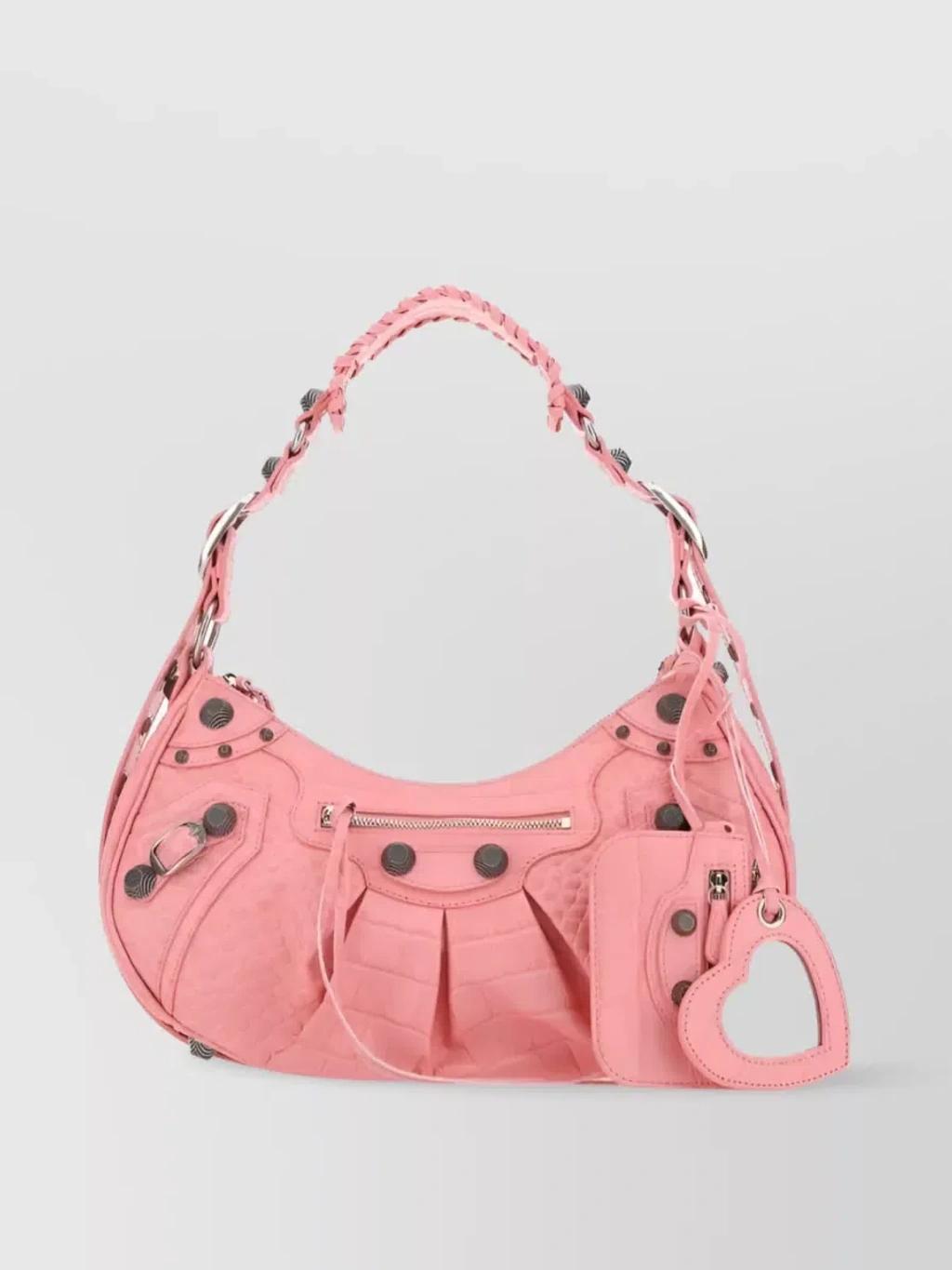 BALENCIAGA Woman Pink Leather Le Cagole S Shoulder Bag Product Image