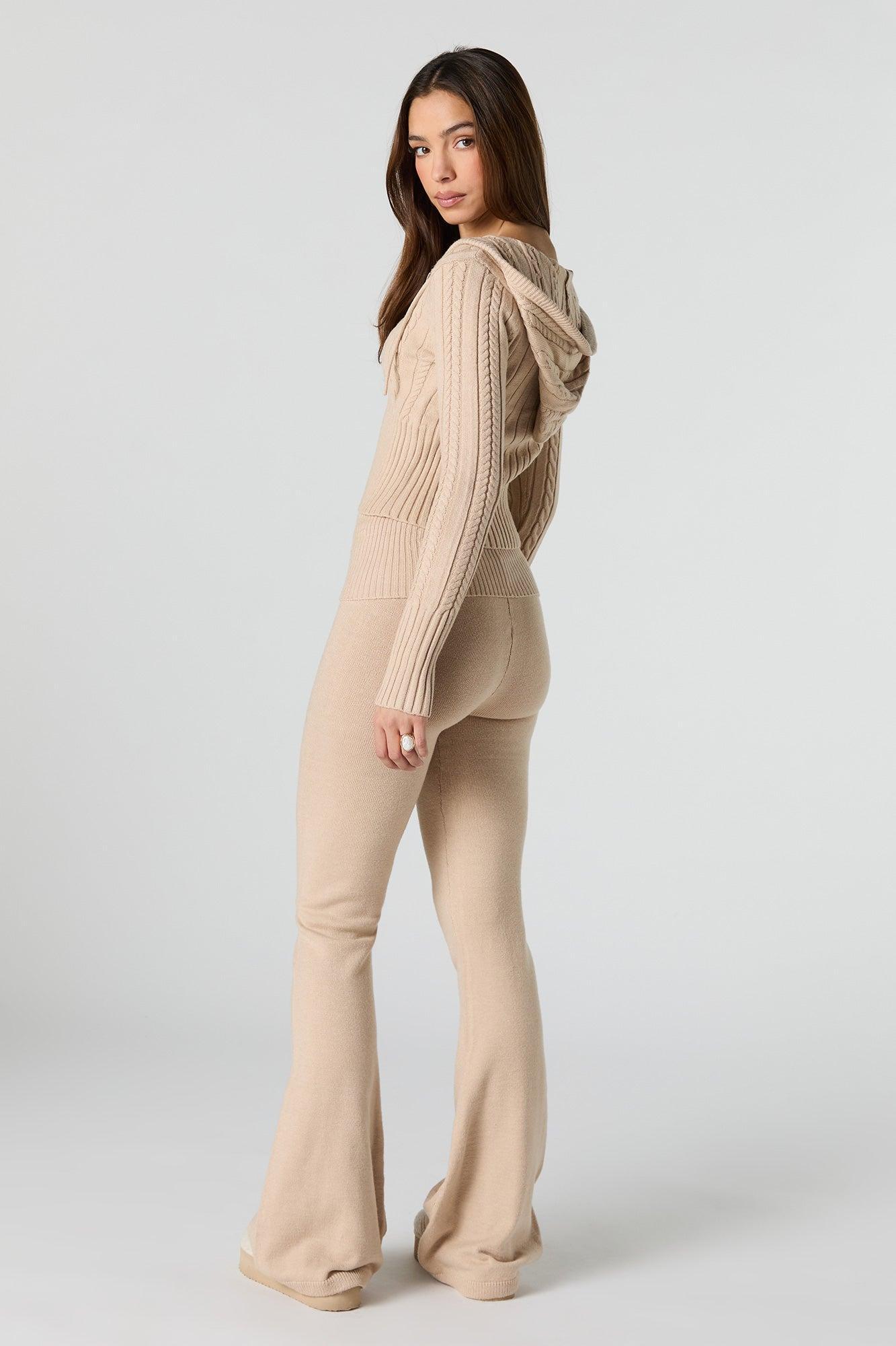 Foldover Waist Flare Knit Pant Female Product Image