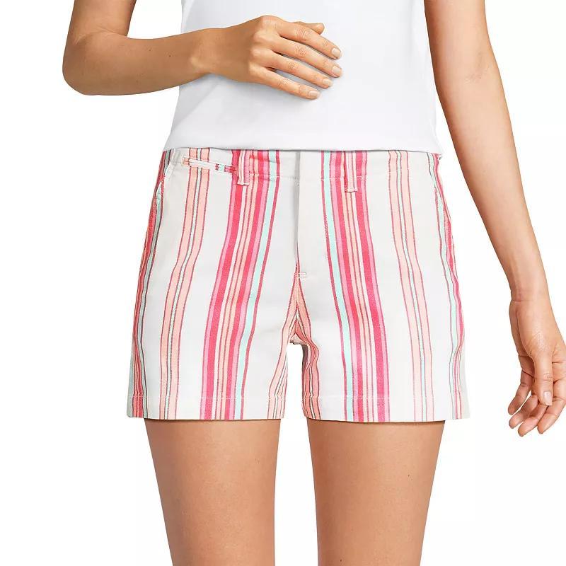 Womens Lands End Elastic Back 5 Classic Chino Shorts Pink Team Stripe Product Image