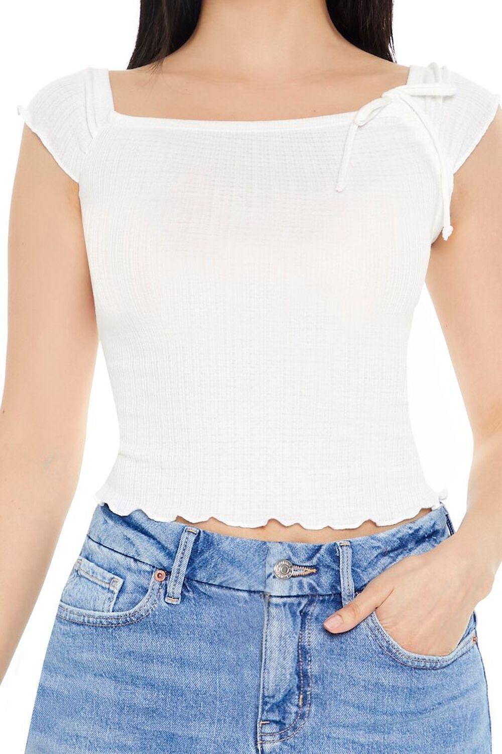 Lettuce-Edge Bow Crop Top | Forever 21 Product Image