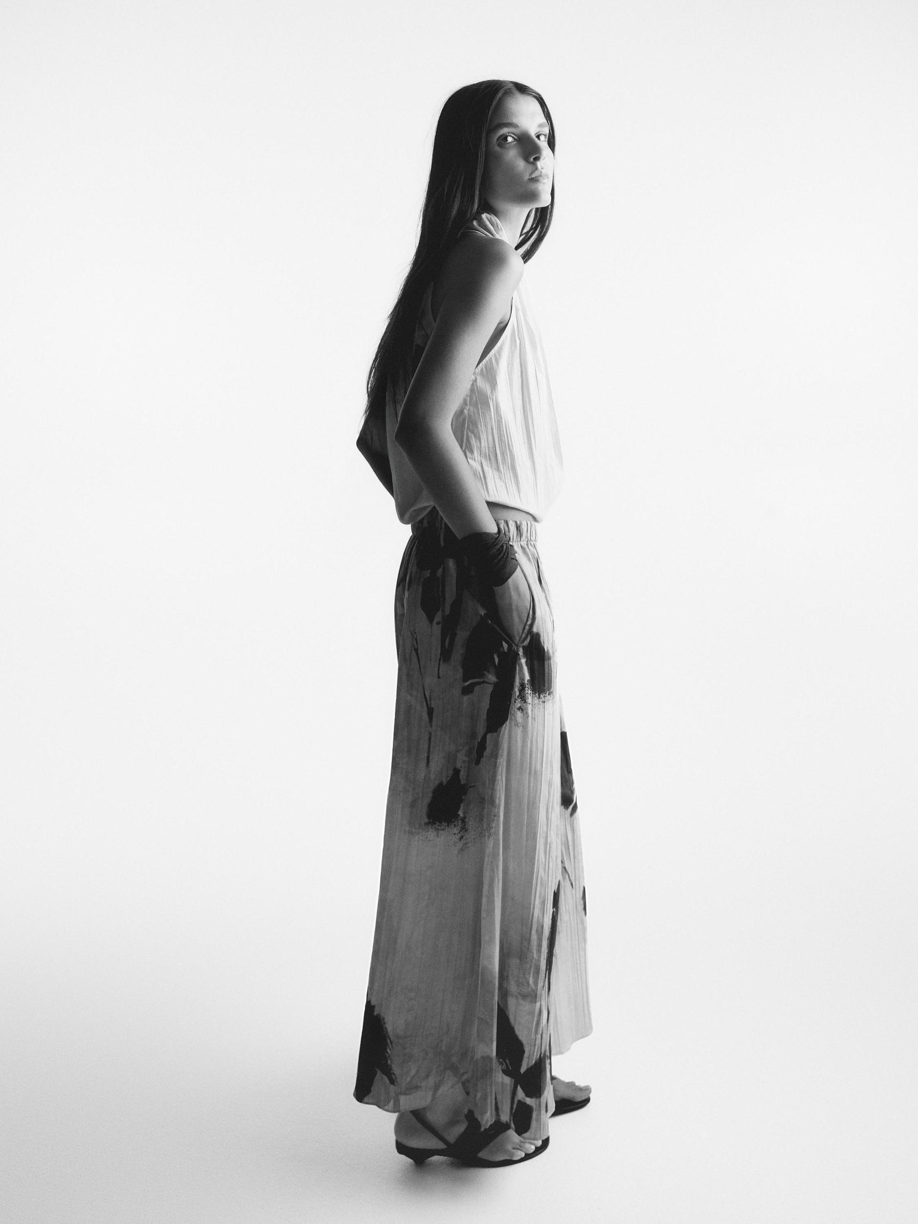 Printed surplice halter top Product Image