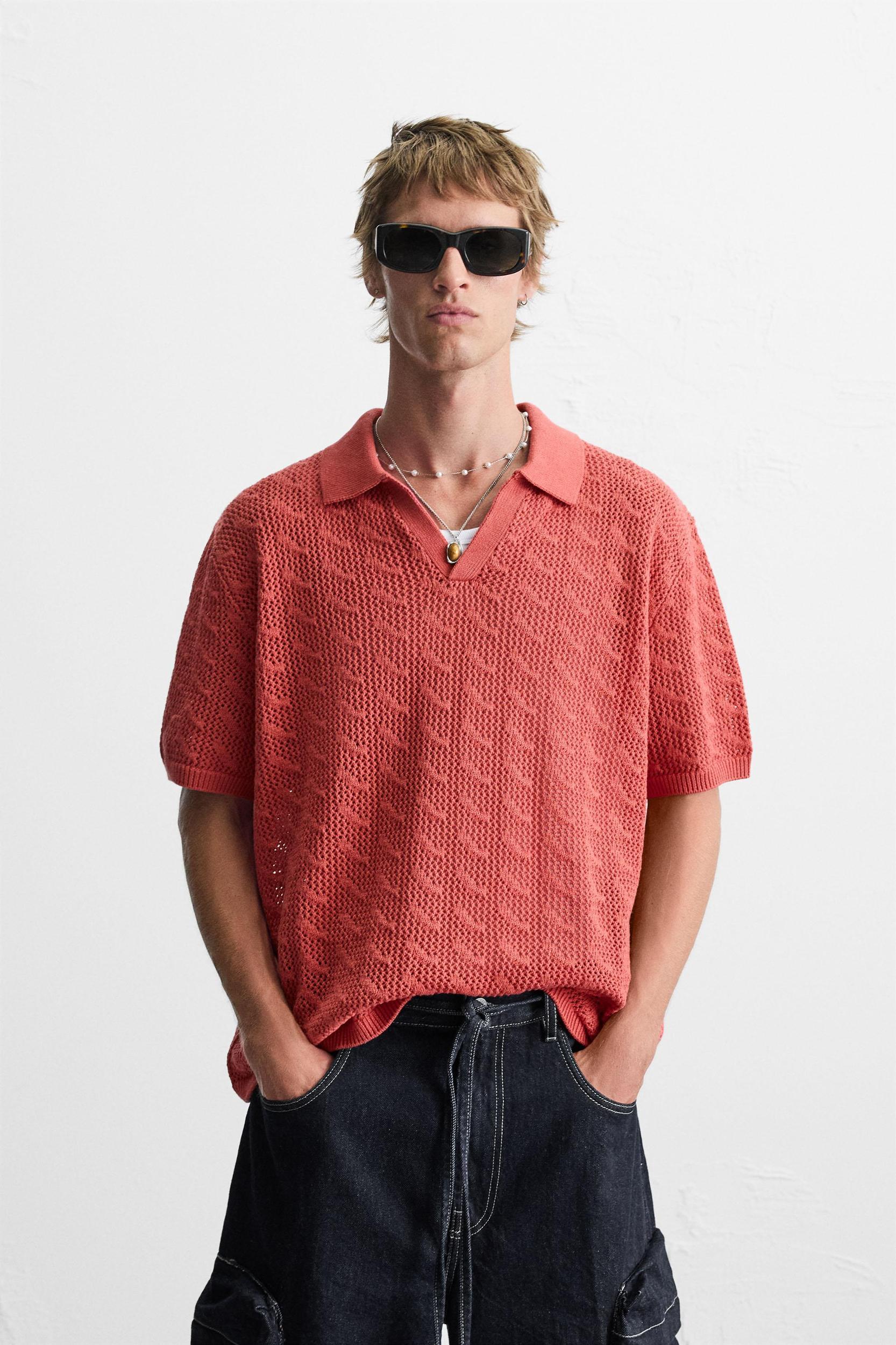 OPEN STITCH KNIT POLO SHIRT Product Image