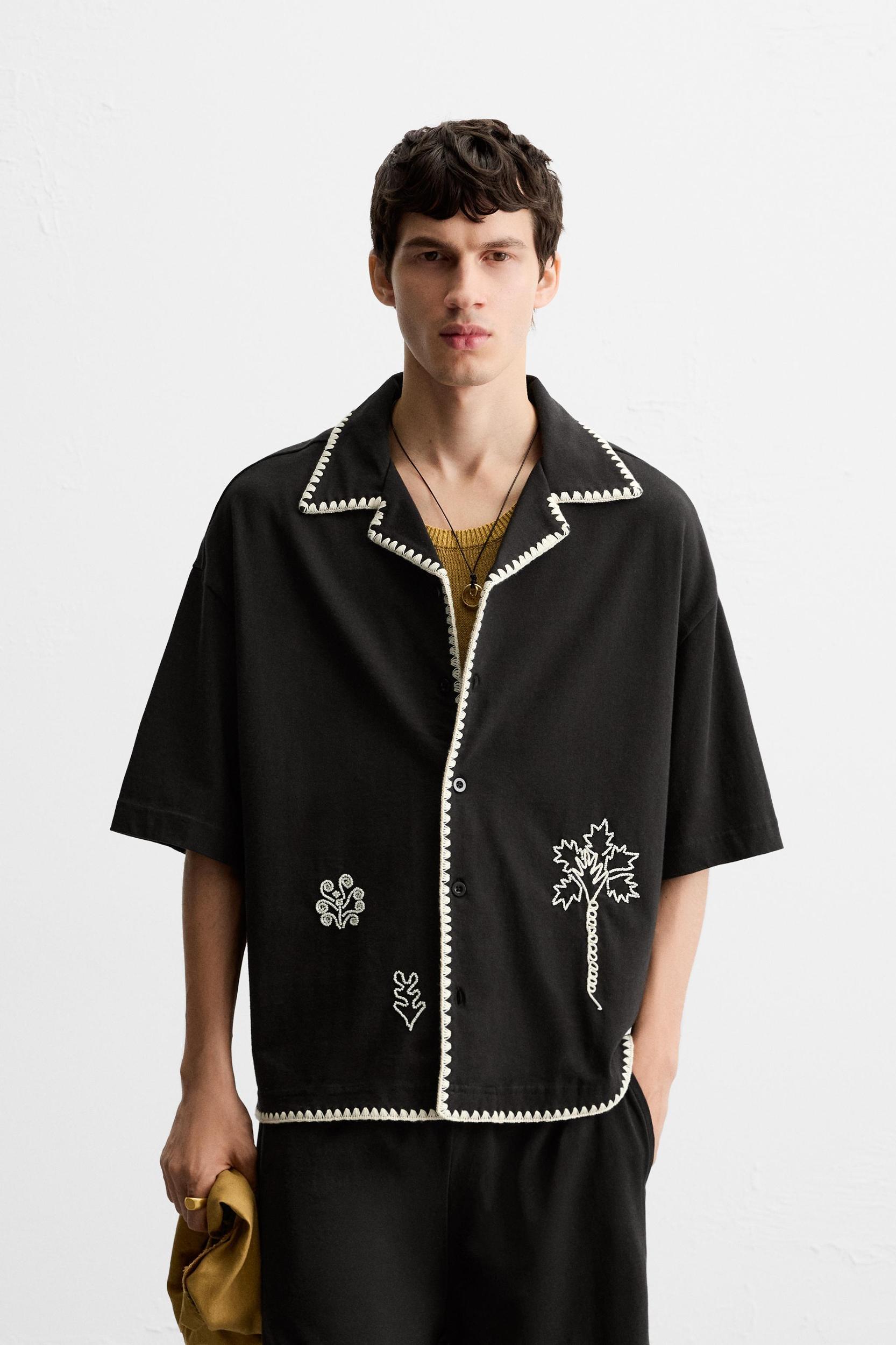 CONTRAST EMBROIDERY SHIRT Product Image