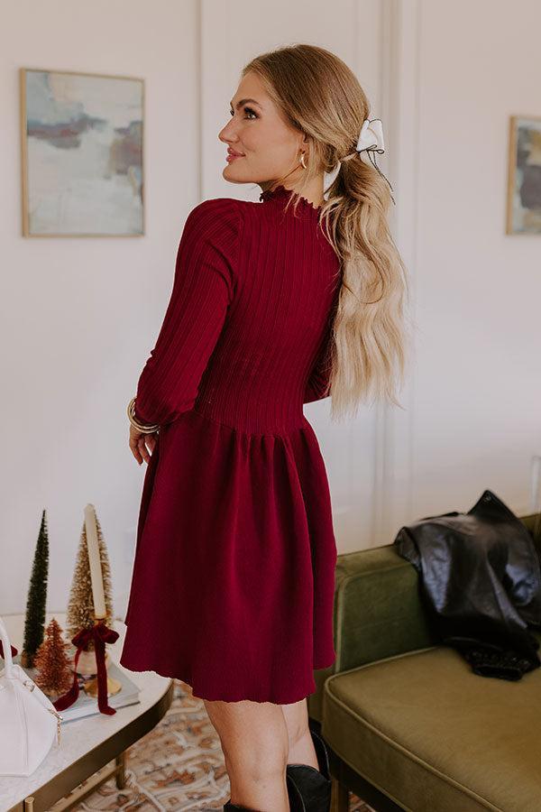 Vineyard Dreaming Knit Mini Dress in Wine Product Image