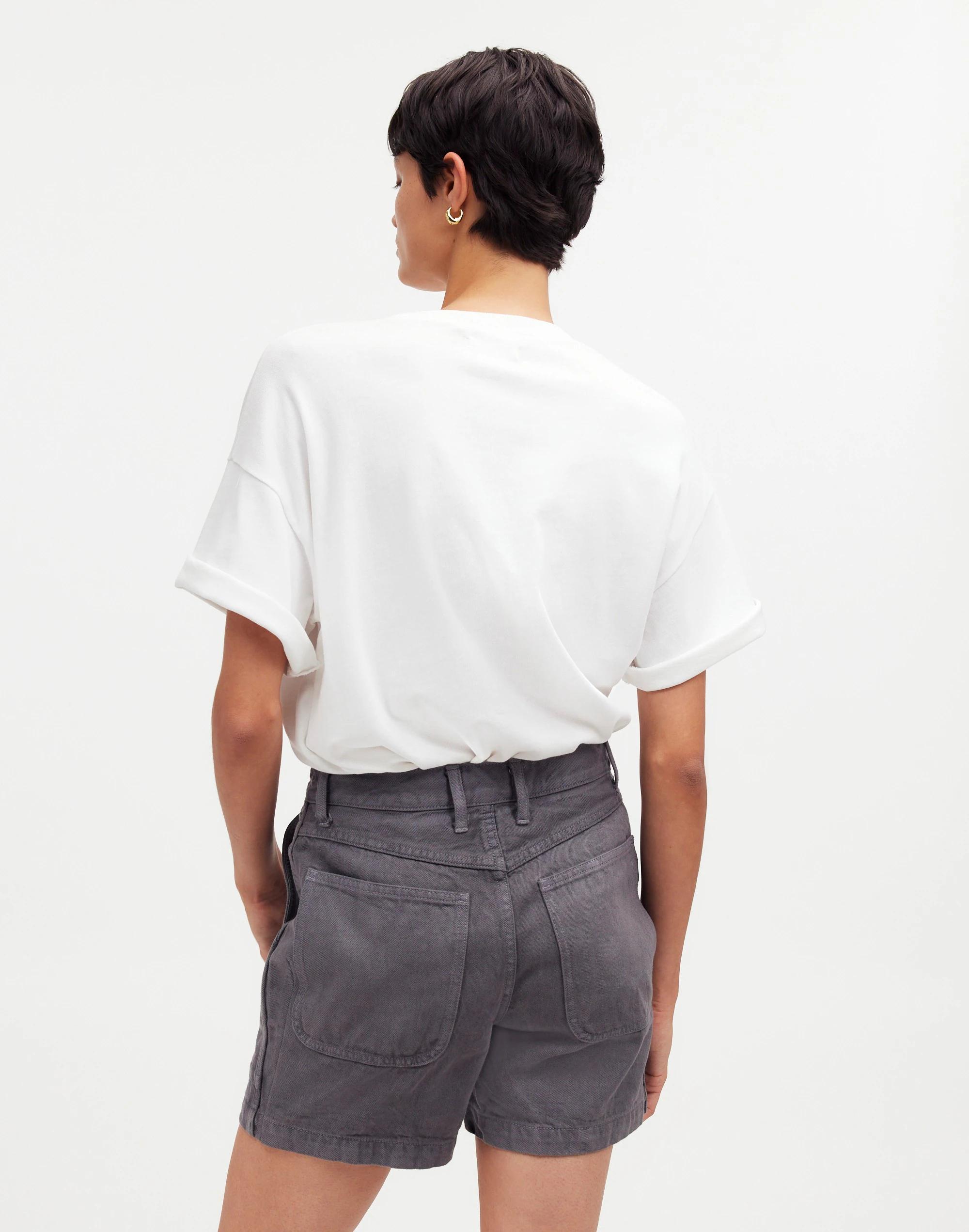 Madewell x MN Dye Studio Denim High-Rise Mid-Length Workwear Shorts Product Image