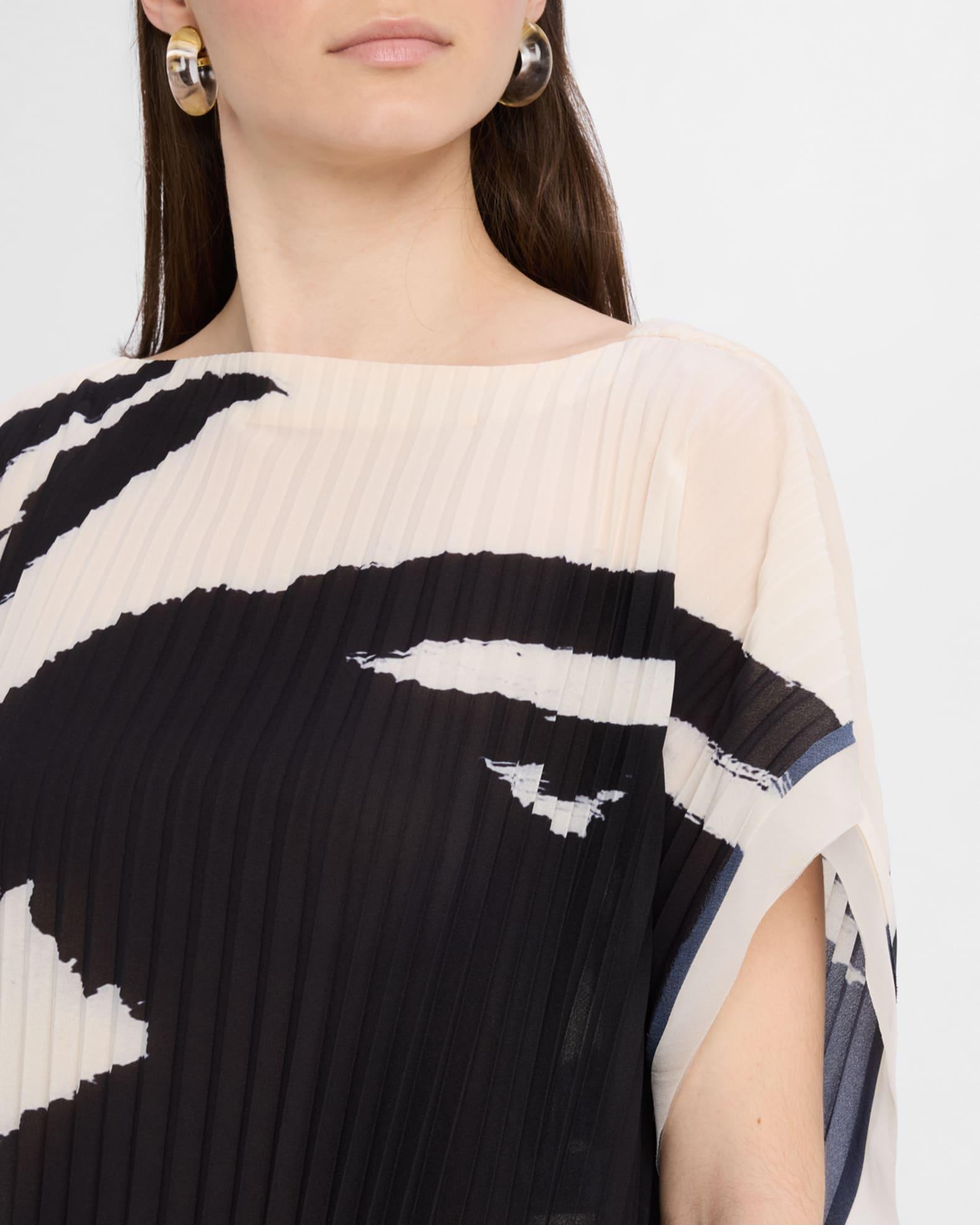 Boatneck Pleated Square Top With Artwork By Tong Product Image
