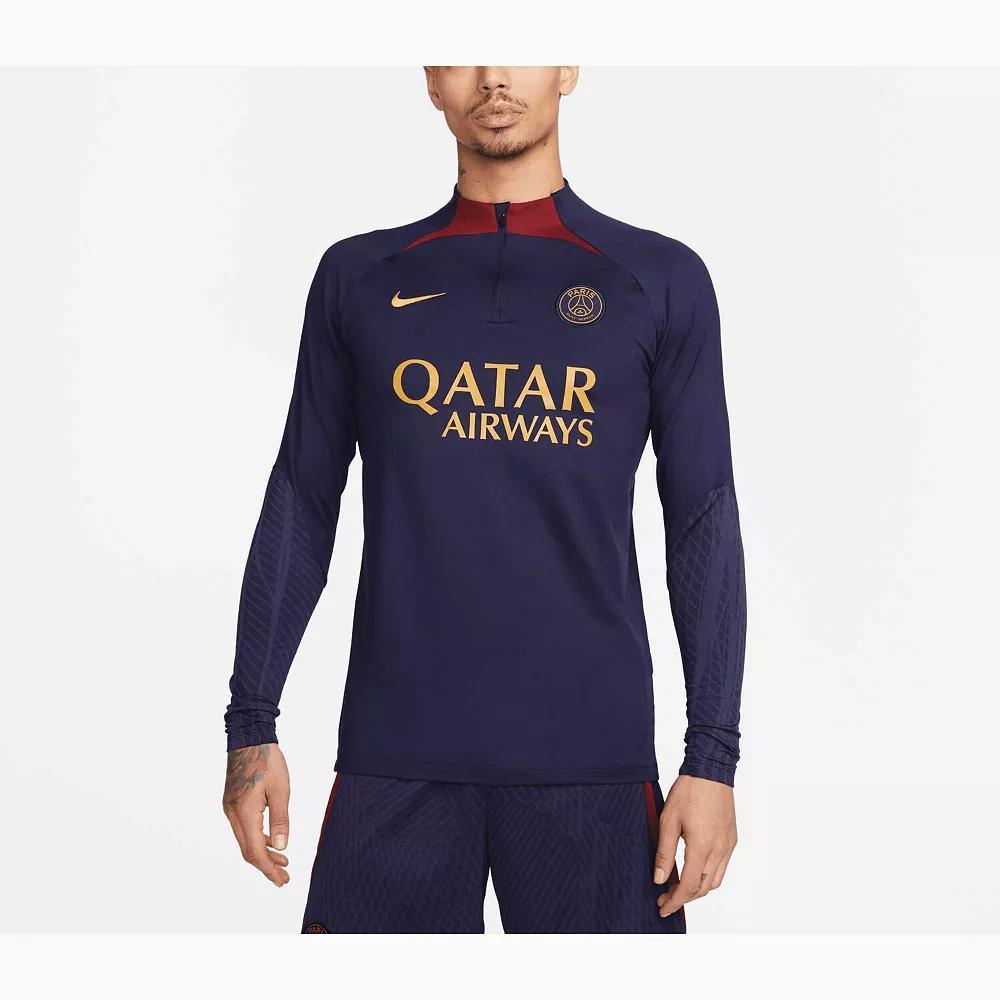 Men's Nike Navy Paris Saint-Germain 2023/24 Strike Drill Performance Raglan Quarter-Zip Long Sleeve Top,  Product Image