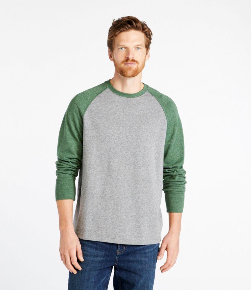 
                            Men's Washed Cotton Double-Knit Crewneck, Slightly Fitted Long-Sleeve Colorblock
                         Product Image