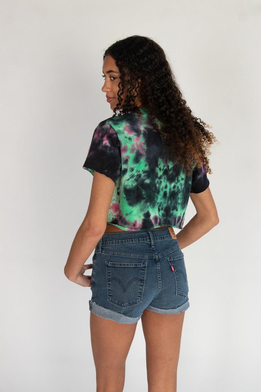 Tie Dye Yin Yang Mushroom Crop Tee Product Image