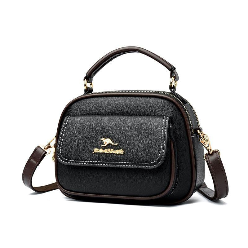 Top Handle Faux Leather Crossbody Bag Product Image