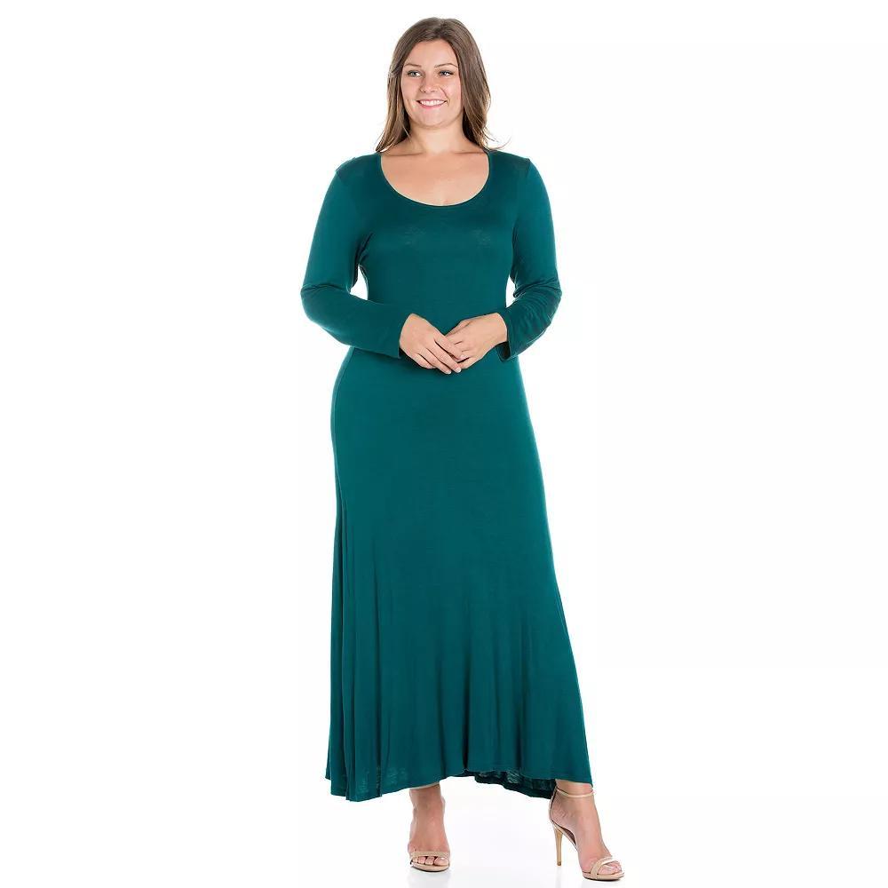 Plus Size 24seven Comfort Apparel Long Sleeve Maxi Dress, Women's, Size: 3XL, Green Product Image