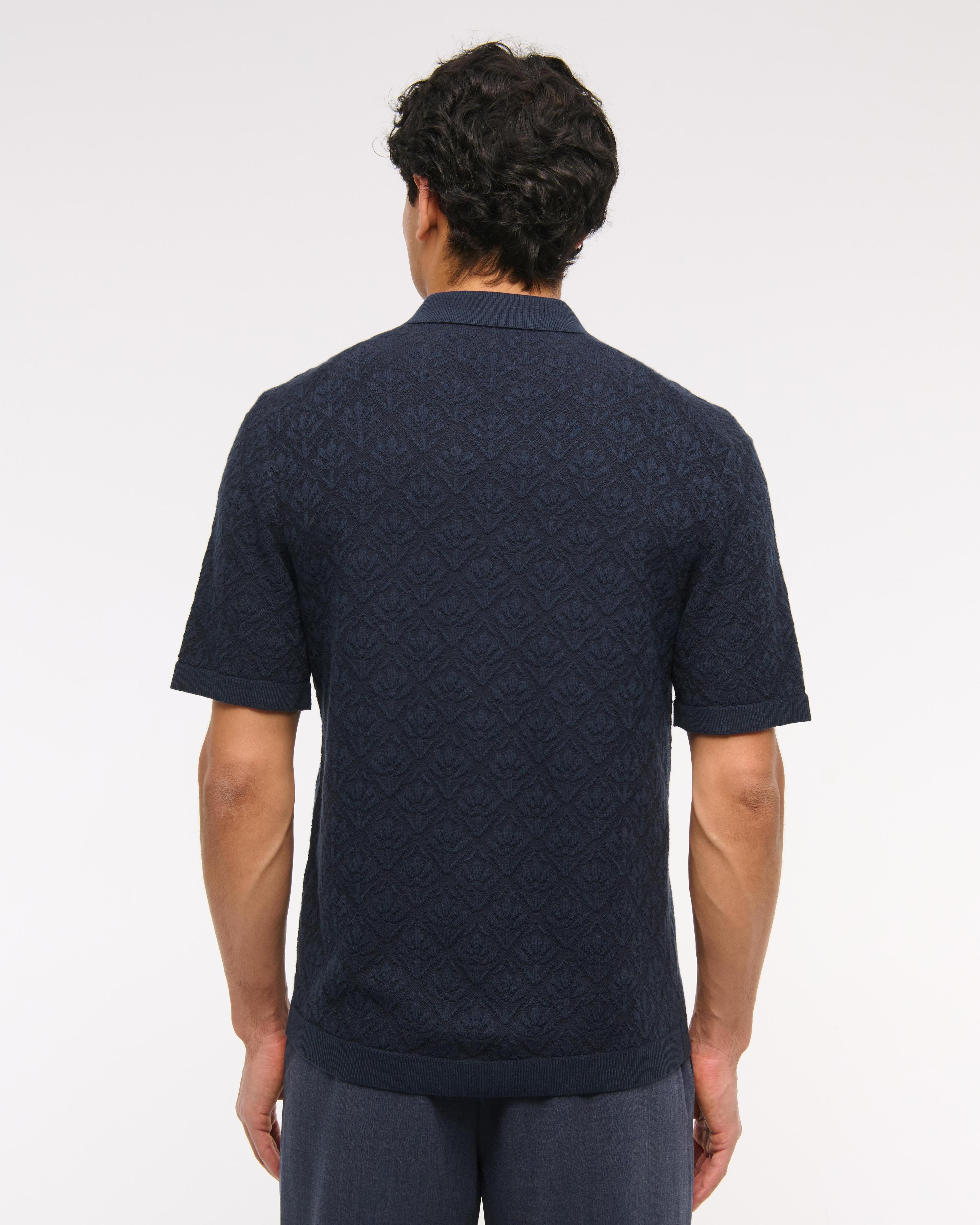 Jacquard Button-Through Sweater Polo Product Image