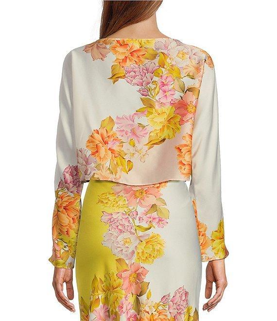 Antonio Melani Coordinating Blyss Floral Print Boat Neck Long Sleeve Blouse Product Image