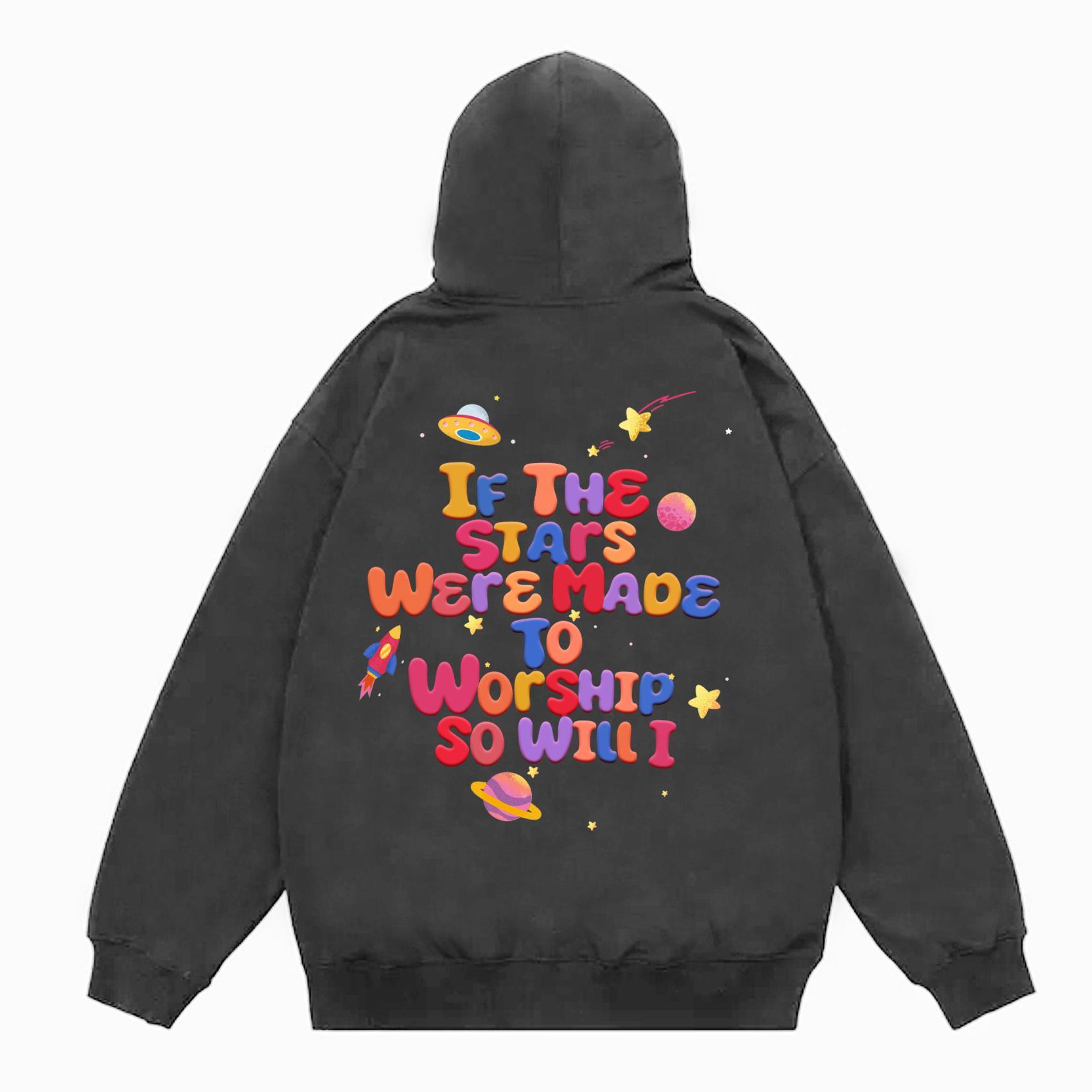 Sopula Fashion Men's If The Stars Were Made To Worship Graphic Oversized Hoodie Product Image