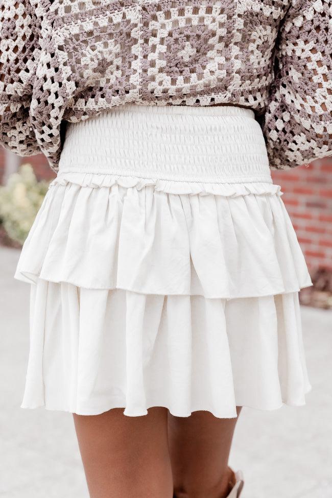 Keep It Together Beige Smocked Waist Tiered Skirt FINAL SALE Product Image