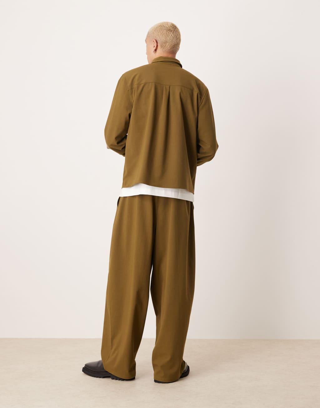 ASOS DESIGN baggy balloon pants in brown - part of a set Product Image