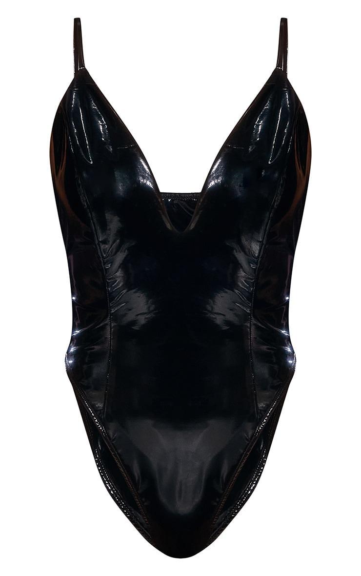 Black Vinyl Bodysuit Fancy Dress Costume Product Image