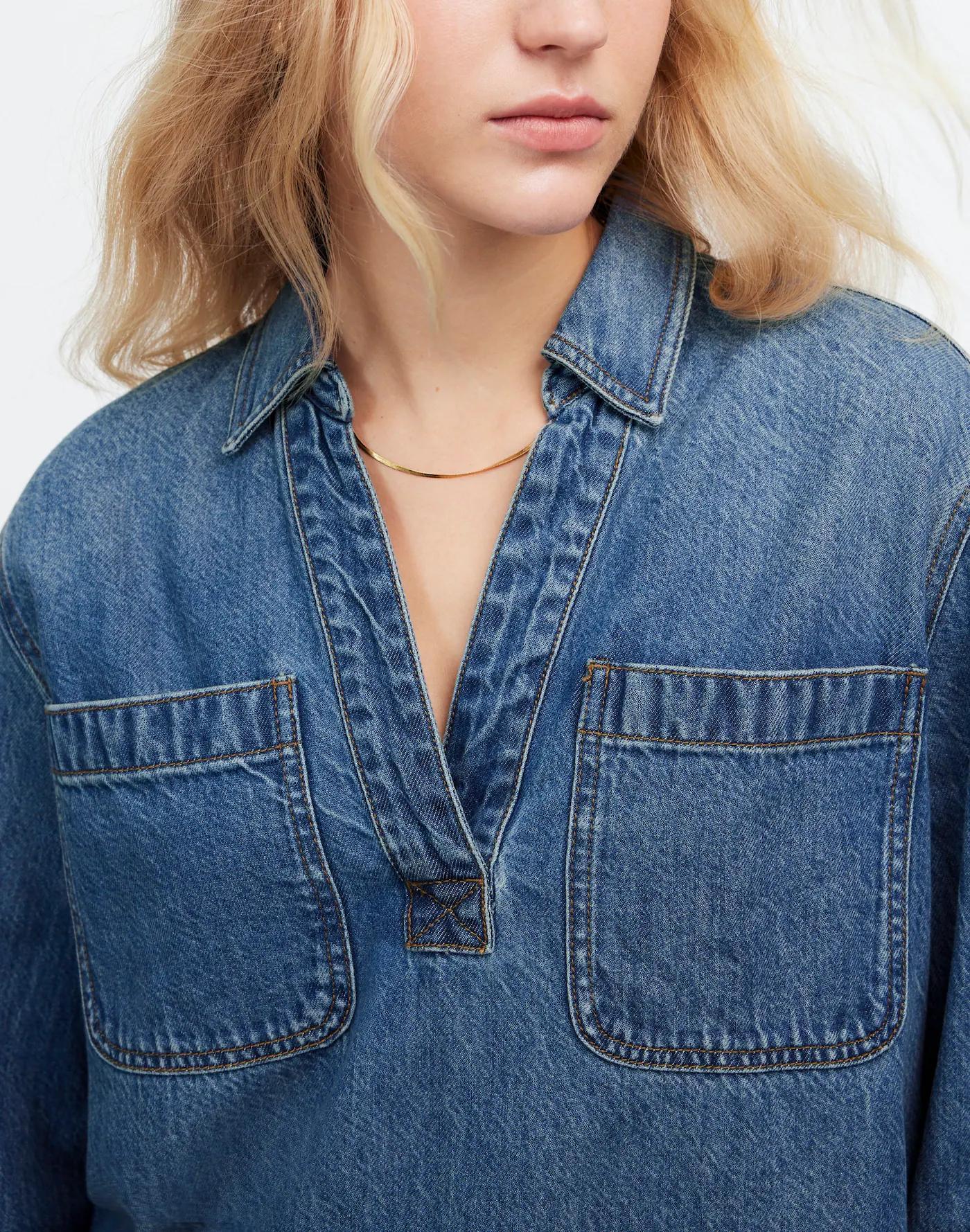 Denim Popover Tunic Shirt in Ector Wash Product Image