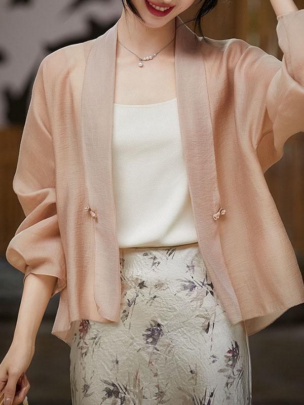 High-Low Long Sleeves Solid Color Collarless Outerwear Product Image