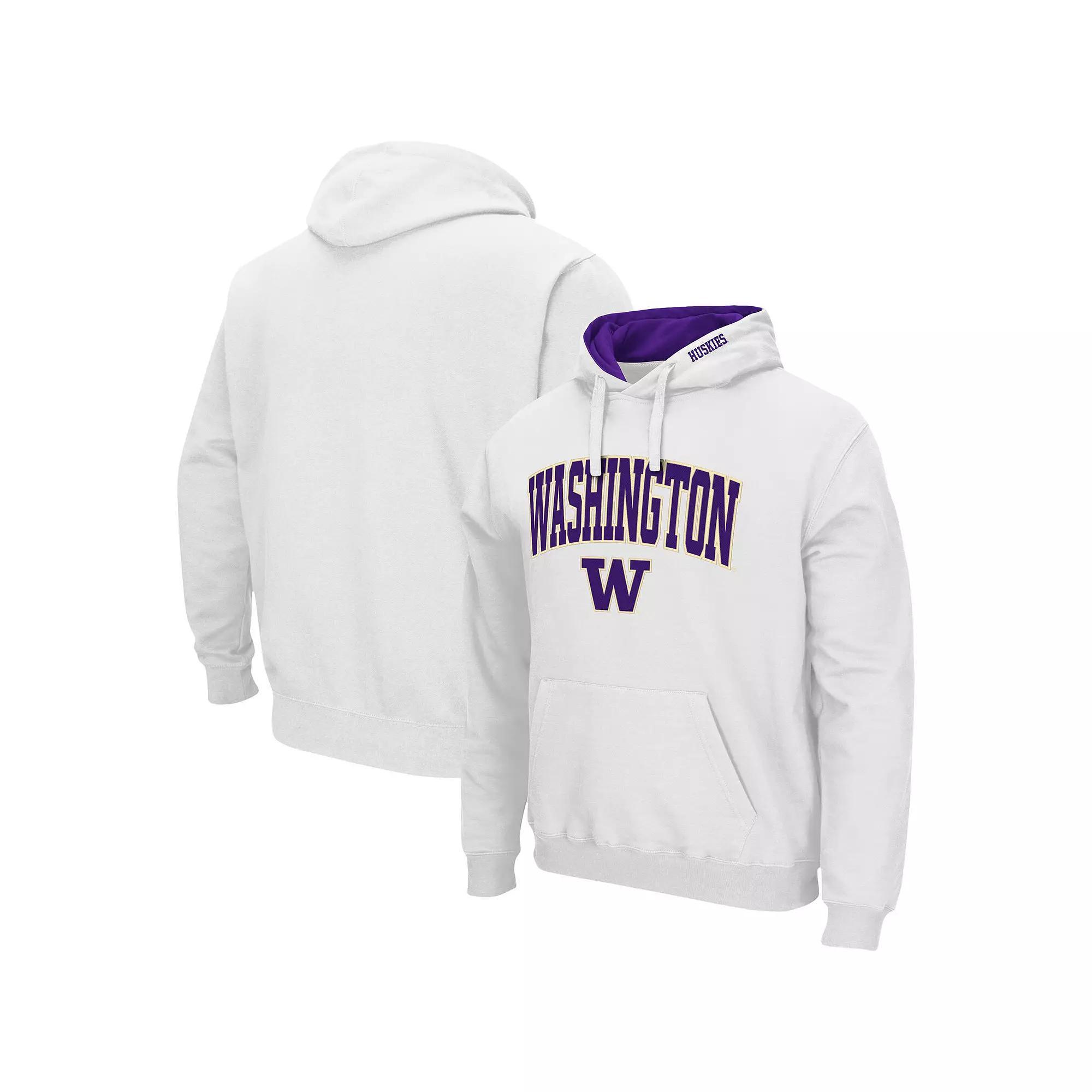 Men's Colosseum White Washington Huskies Arch & Logo 3.0 Pullover Hoodie, Size: XL Product Image