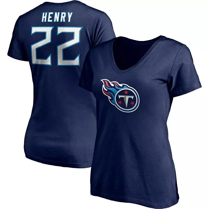 Womens Fanatics Branded Derrick Henry Tennessee Titans Player Icon Name & Number V-Neck T-Shirt Blue Product Image