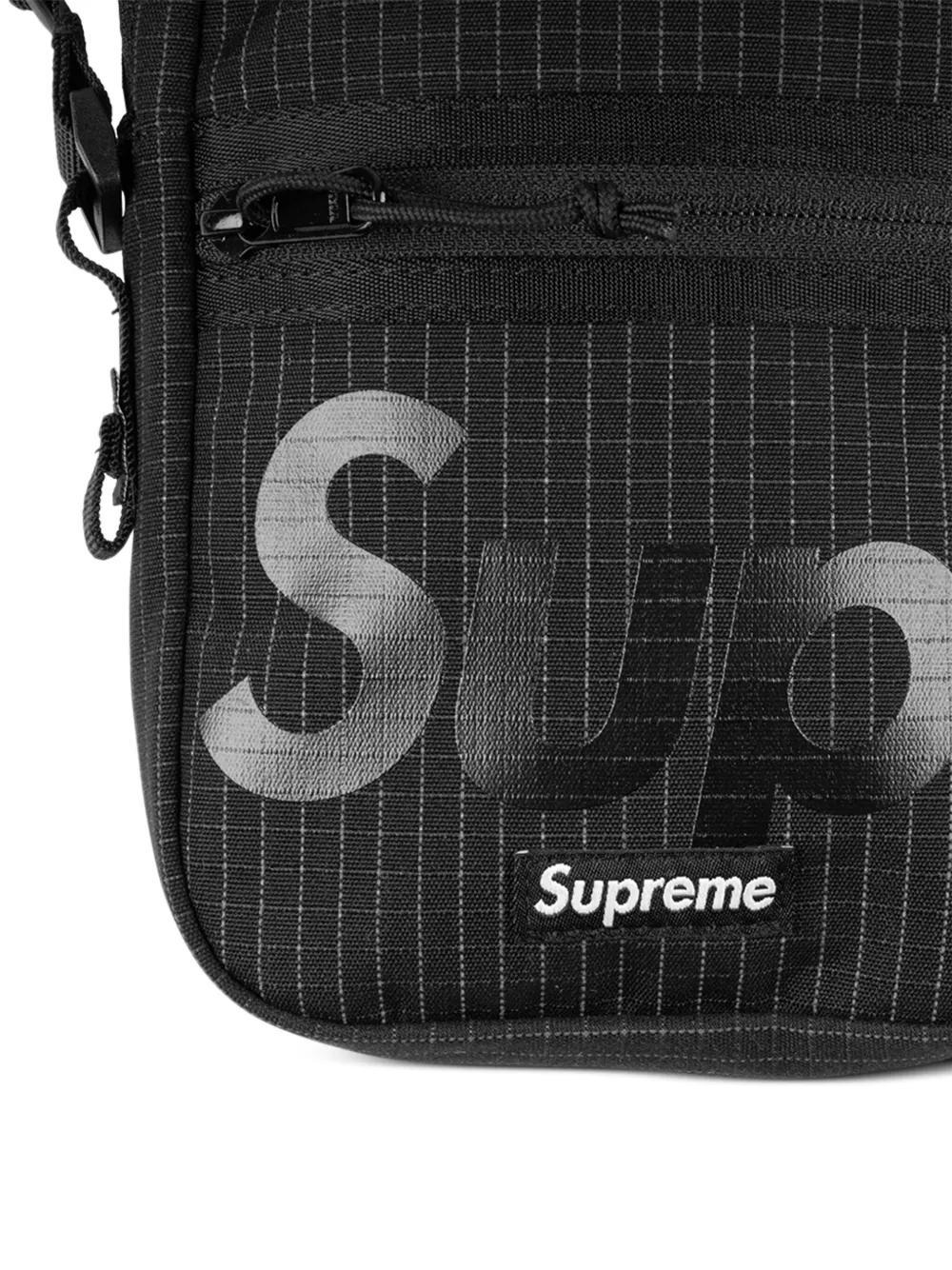 logo-print grid-pattern shoulder bag Product Image