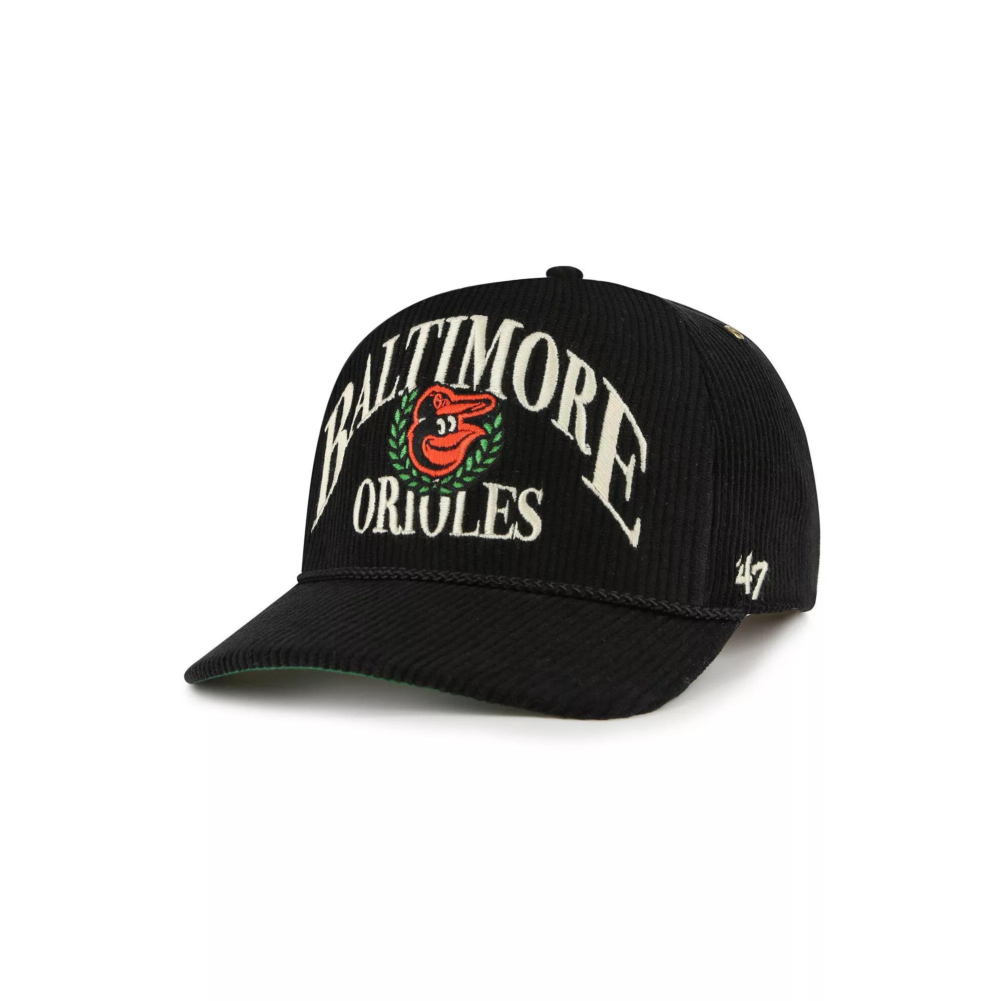Men's '47  Black Baltimore Orioles Pitchout Rope Hitch Adjustable Hat Product Image