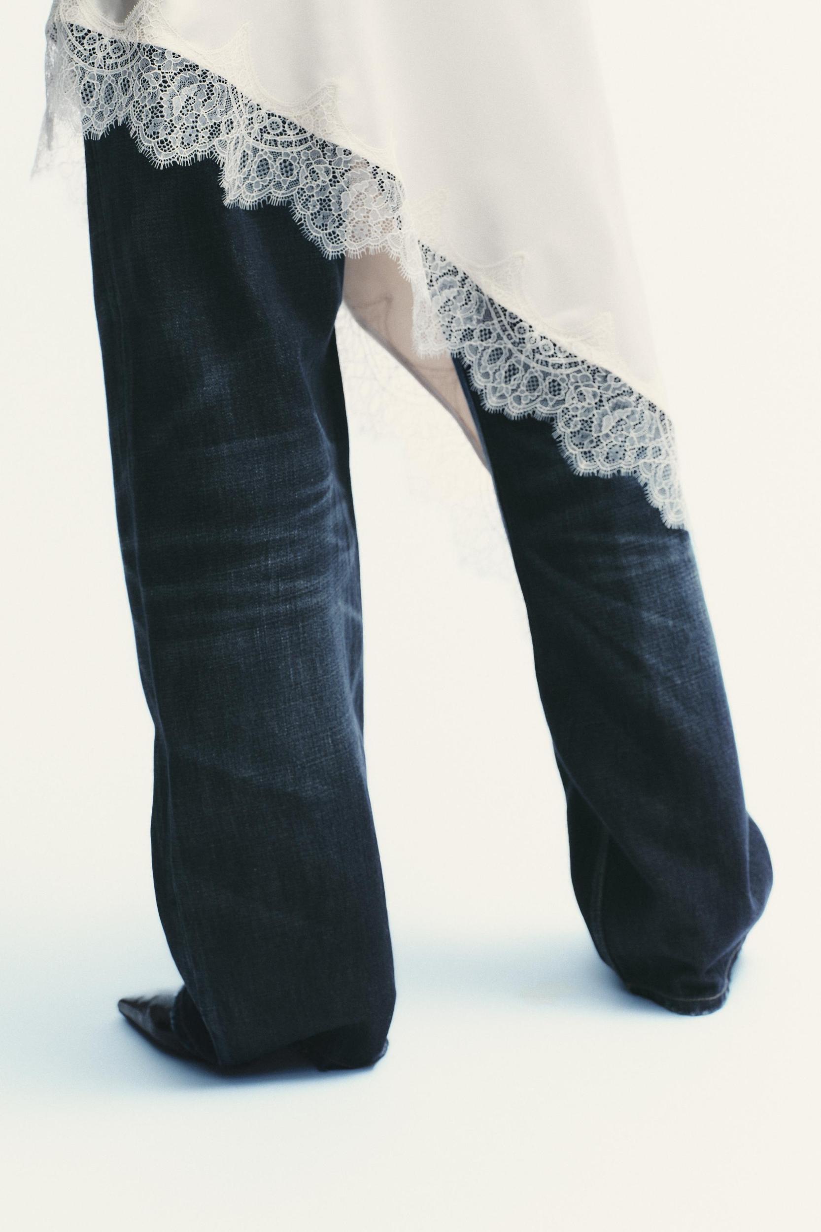 SATIN EFFECT LACE DRESS Product Image