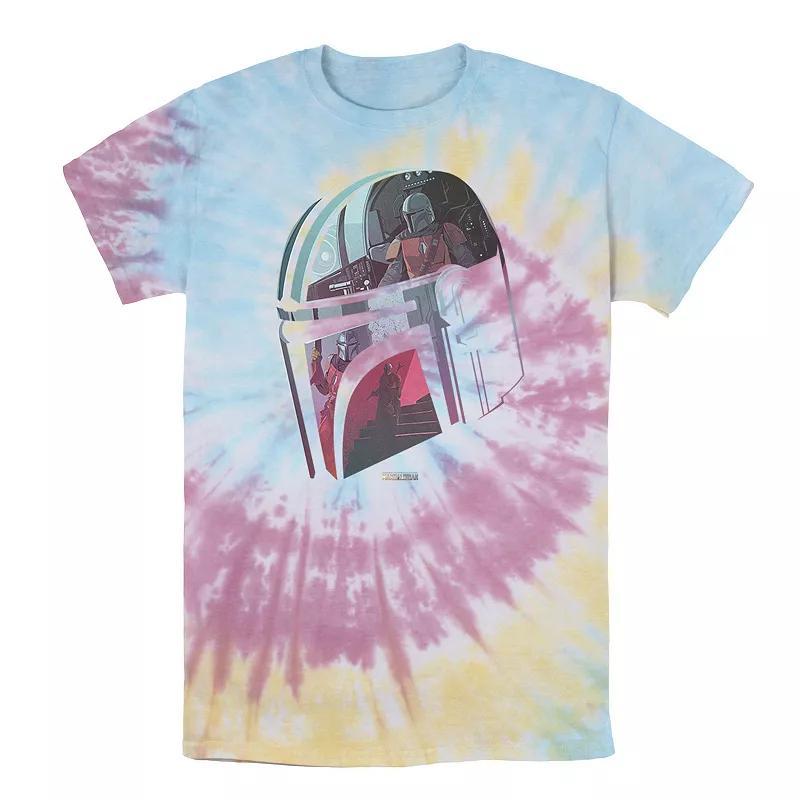 Men's Star Wars The Mandalorian Helmet Reflection Tee, Boy's, Size: XL, White Blue Product Image