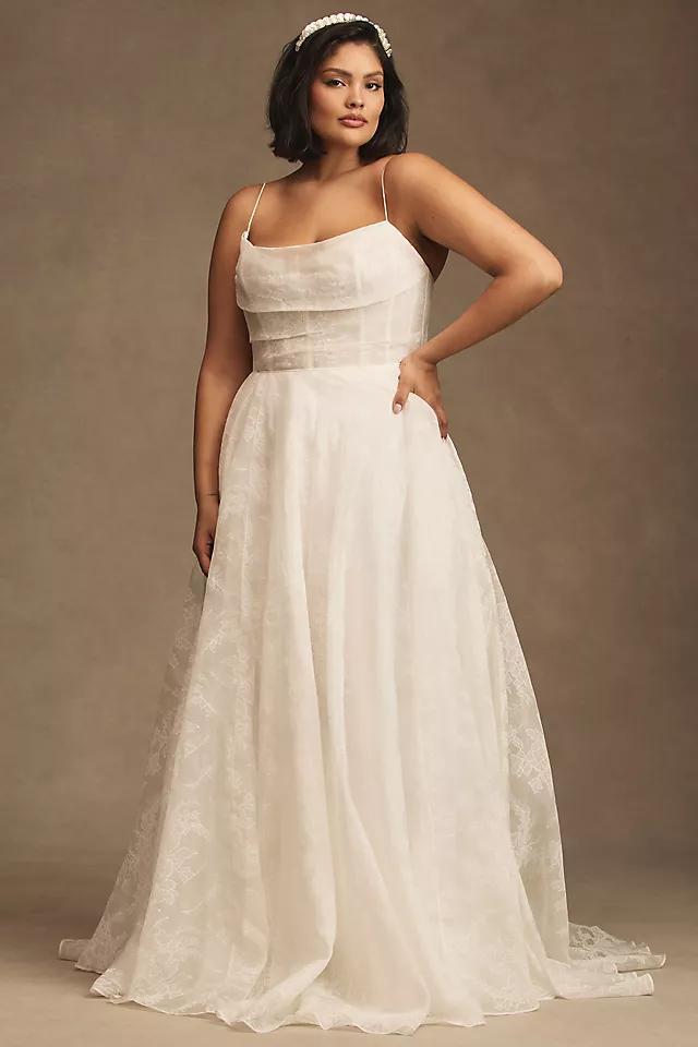 Jenny Yoo Aveline Cowl-Neck Corset Silk Organza Wedding Gown Product Image