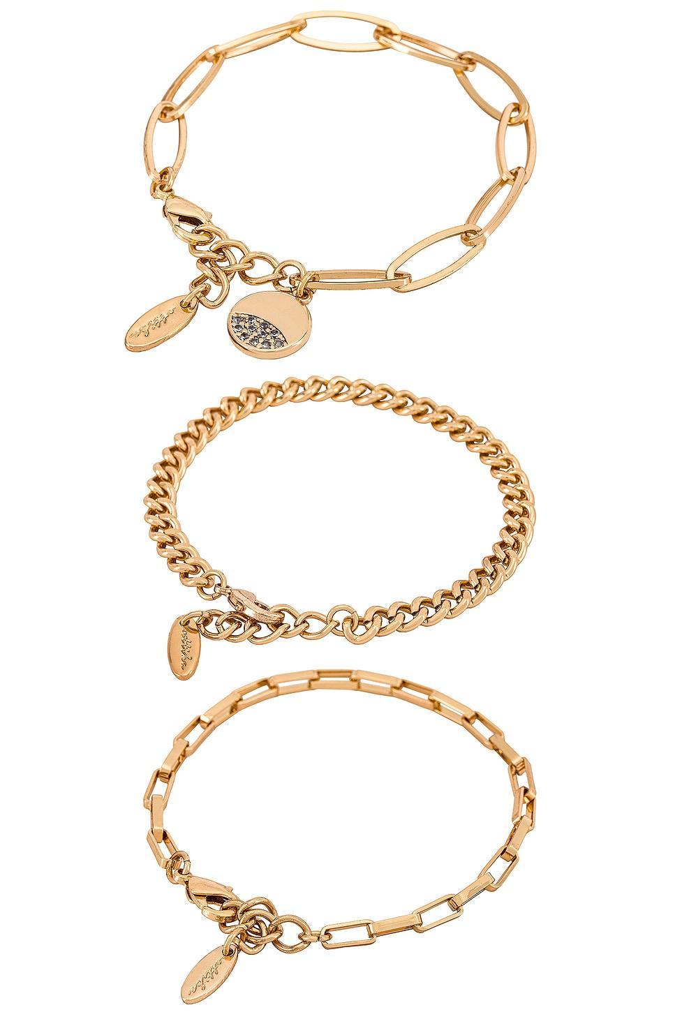 Ettika The Power of Three Pave Disc Link Bracelet in 18K Gold Plated, Set of 3 Product Image