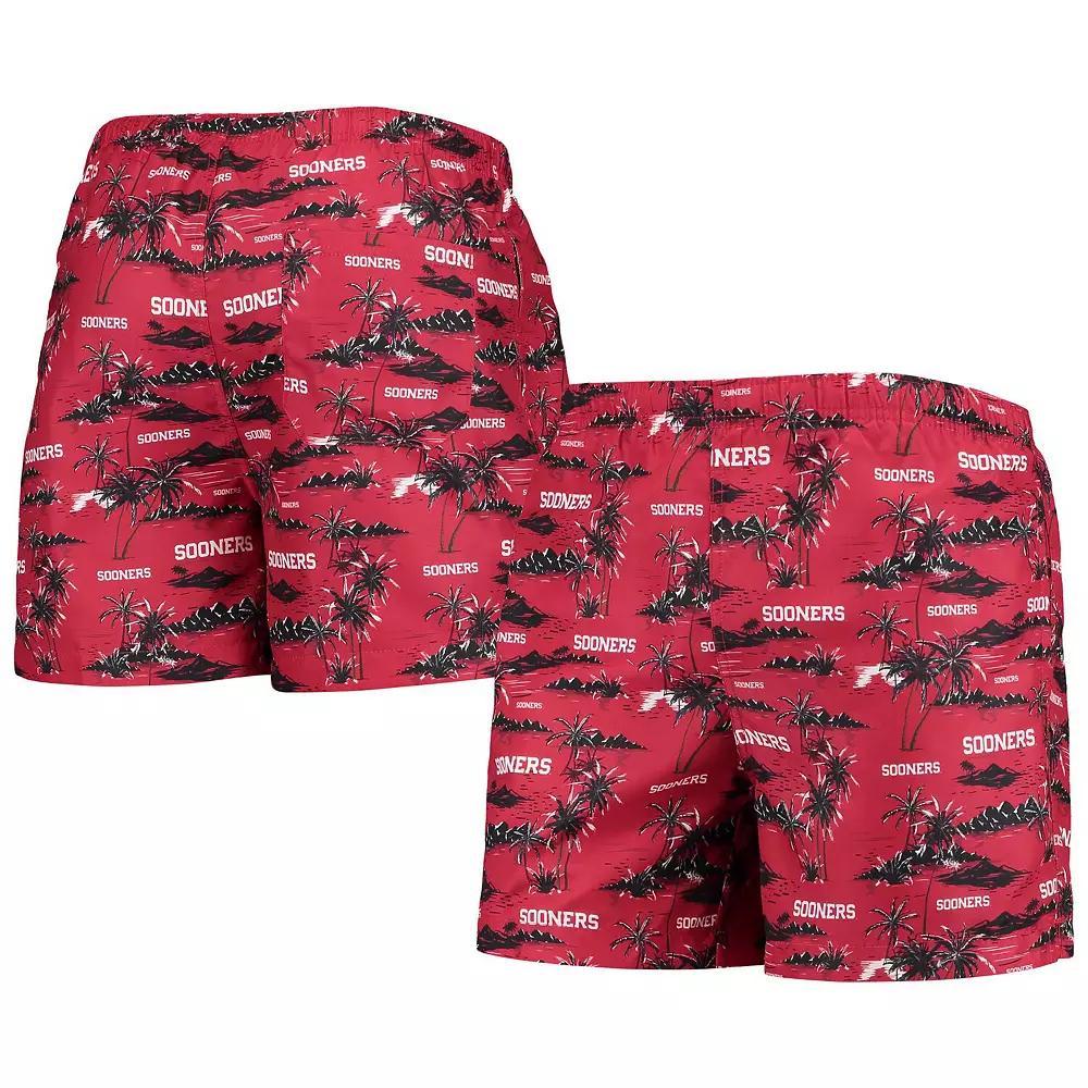 Men's FOCO Crimson Oklahoma Sooners Island Palm Swim Trunks,  Product Image