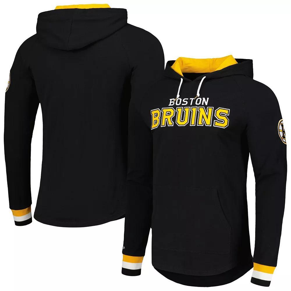 Men's Mitchell & Ness Black Boston Bruins Legendary Slub Hoodie Long Sleeve T-Shirt, Size: Large Product Image