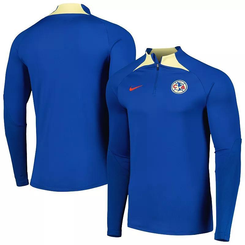 Men's Nike Blue Club America Strike Drill Performance Raglan Quarter-Zip Long Sleeve Top,  Product Image