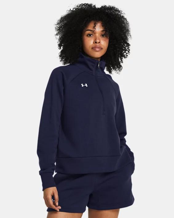 Womens Under Armour Rival Fleece Zip Top Mignight Blue Product Image