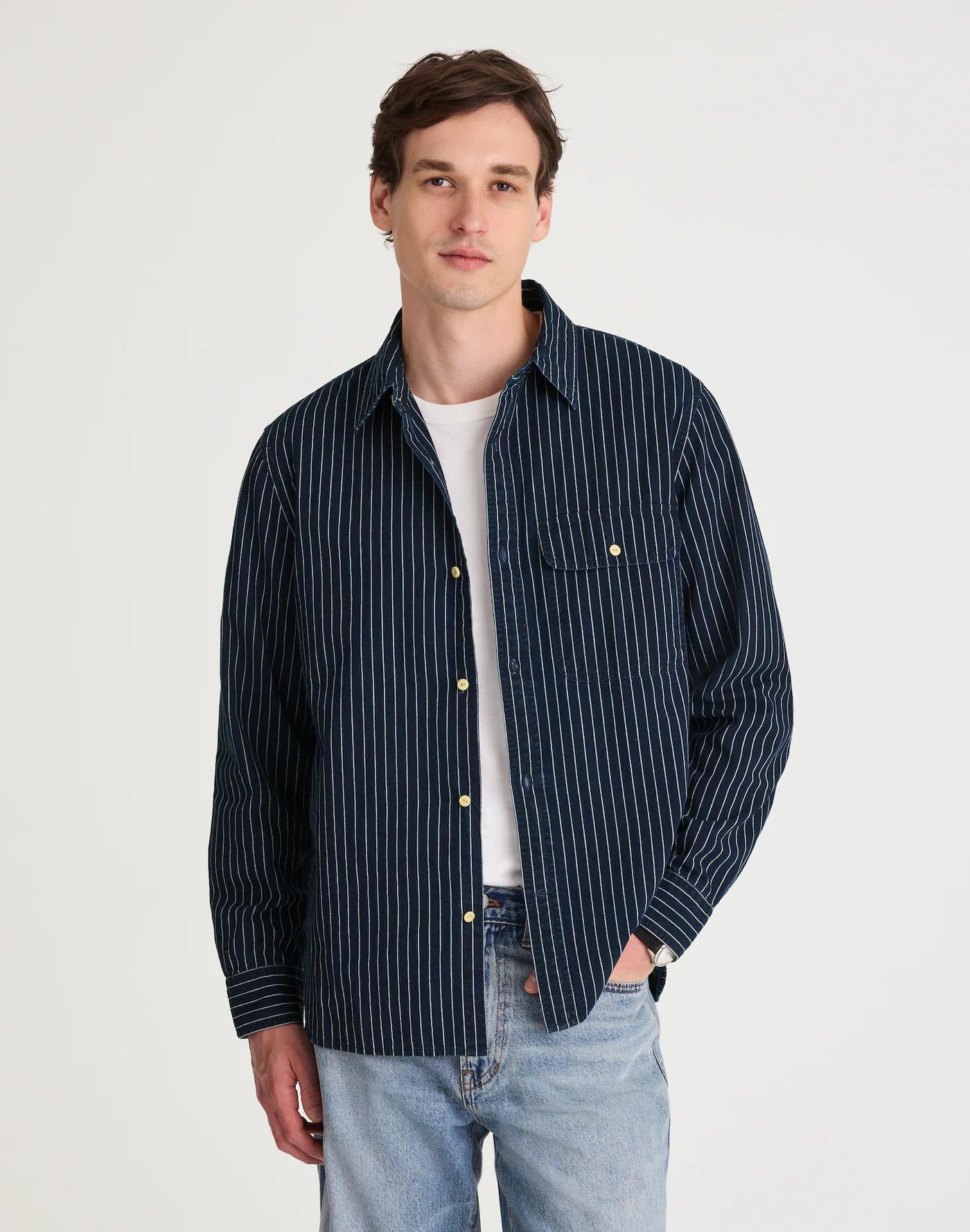 Indigo-Dyed Stripe Work Shirt Product Image