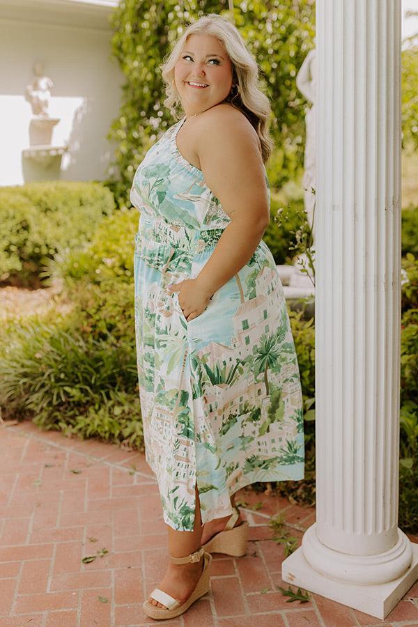 Strolling Through Capri Linen-Blend Midi Dress Curves Product Image