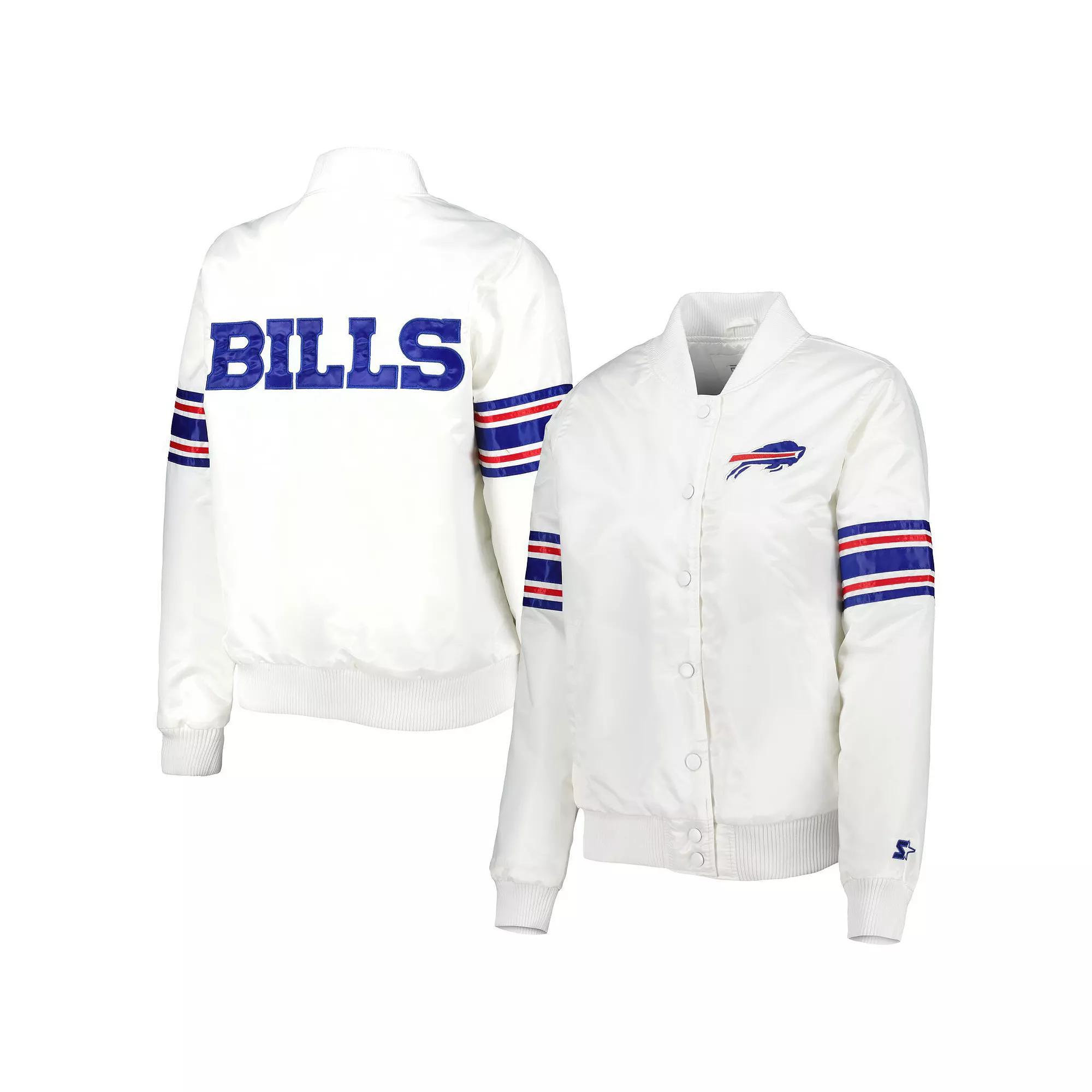 Women's Starter White Buffalo Bills Line Up Satin Full-Snap Varsity Jacket,  Product Image