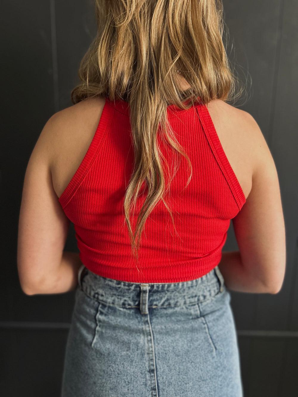 Cropped Sleeveless Knit Halter Top-5 Colors Product Image