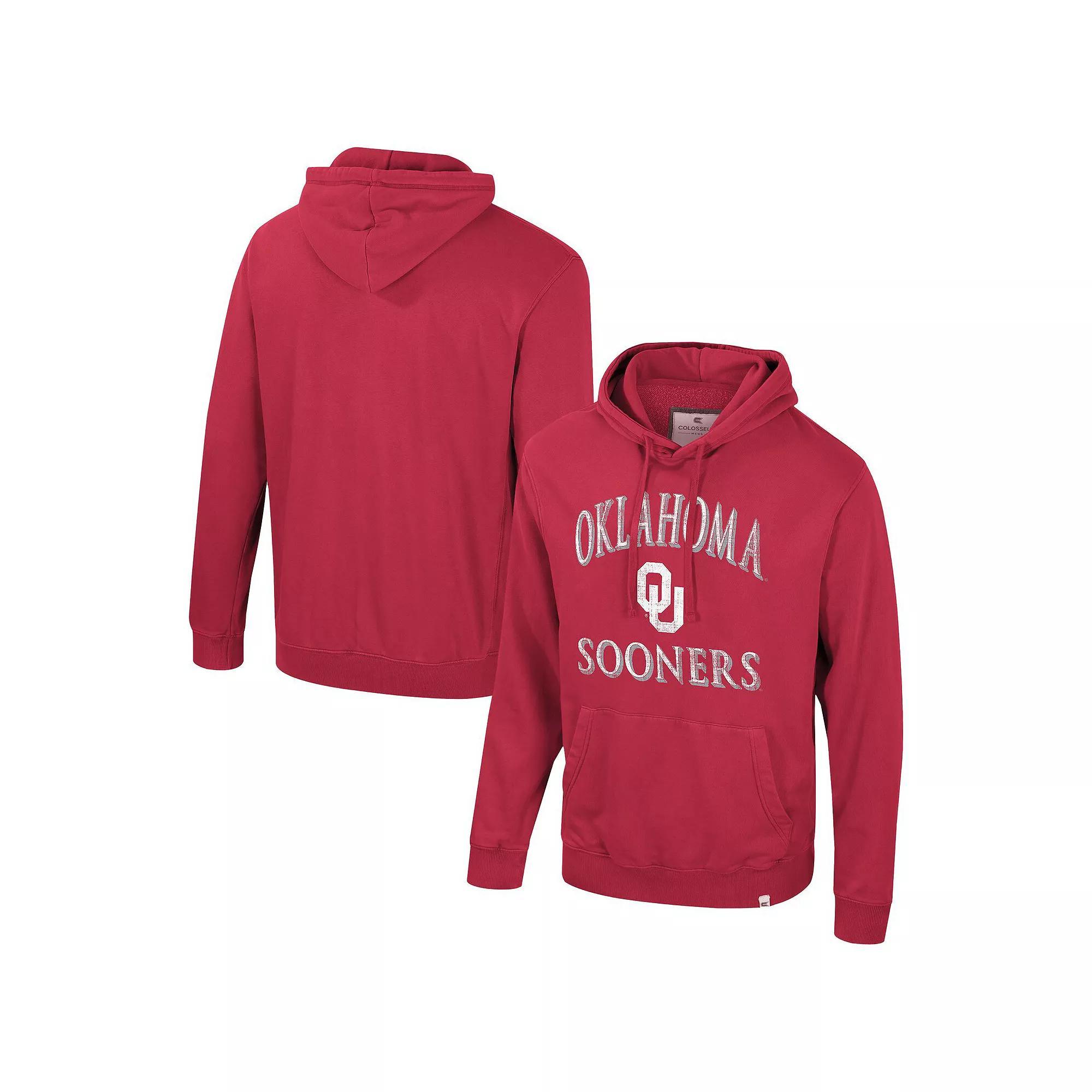 Men's Colosseum Crimson Oklahoma Sooners Big & Tall Cap E-Tan Pullover Hoodie,  Product Image
