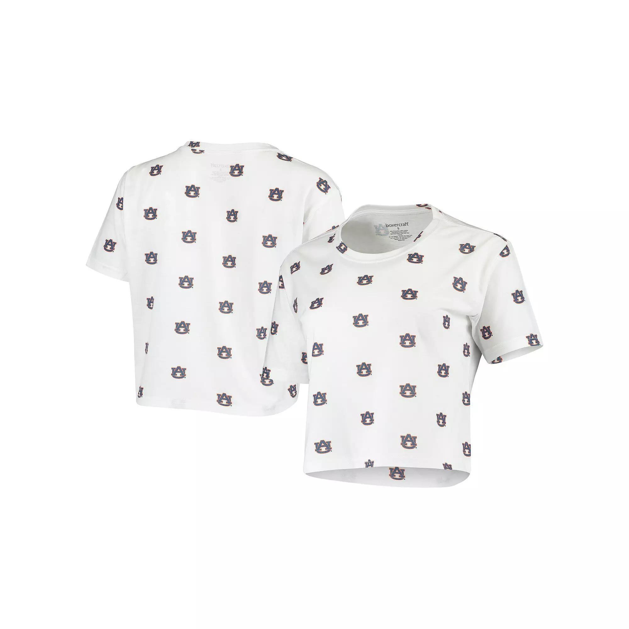 Women's White Auburn Tigers Cropped Allover Print T-Shirt, Size: 2XL Product Image