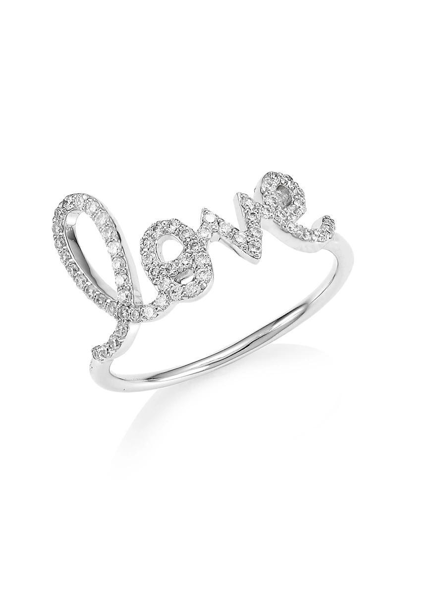 Large Love 14K Gold Ring with Diamonds Product Image