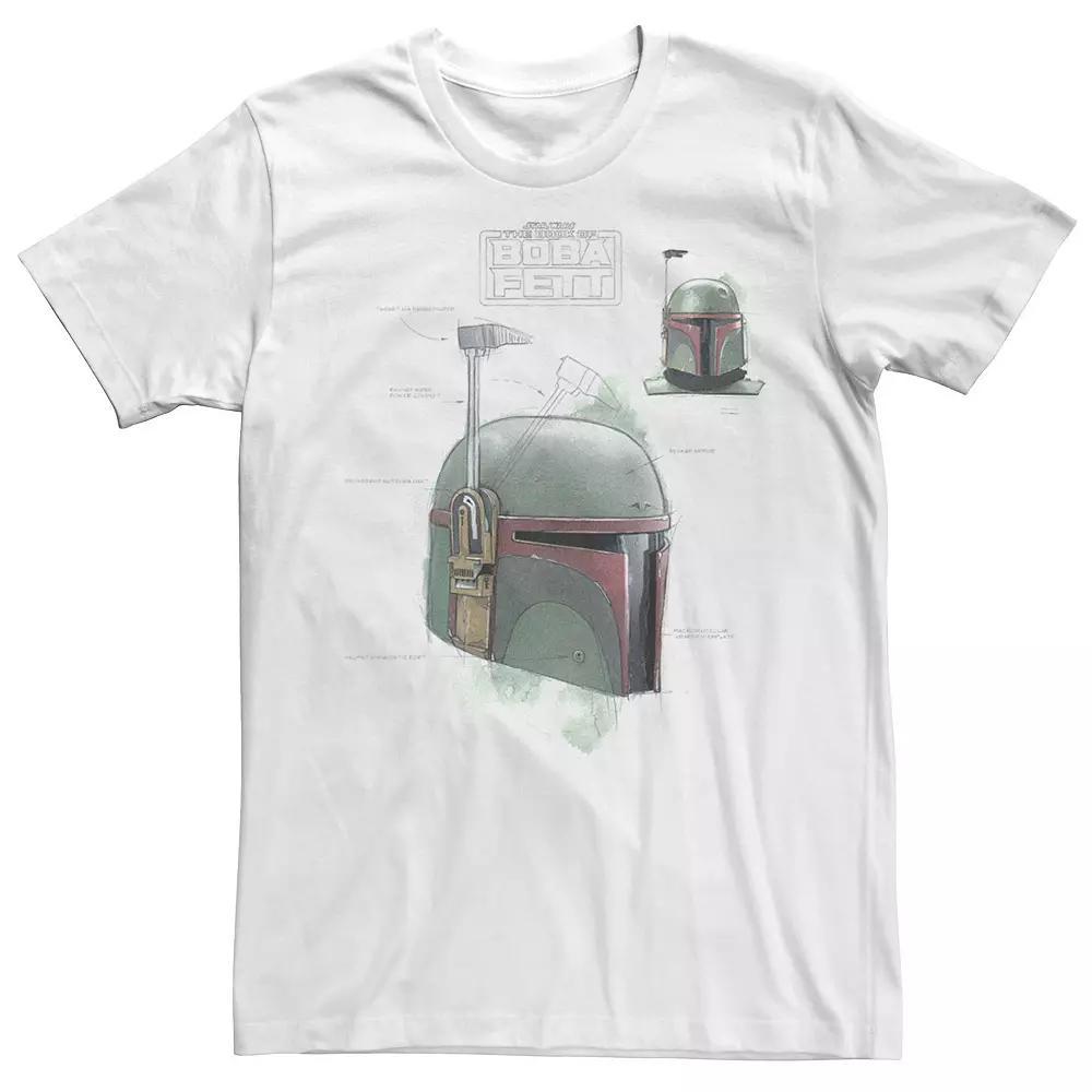 Men's Star Wars The Book Of Boba Fett Shining Helmet Portrait Tee, Size: Small, White Product Image